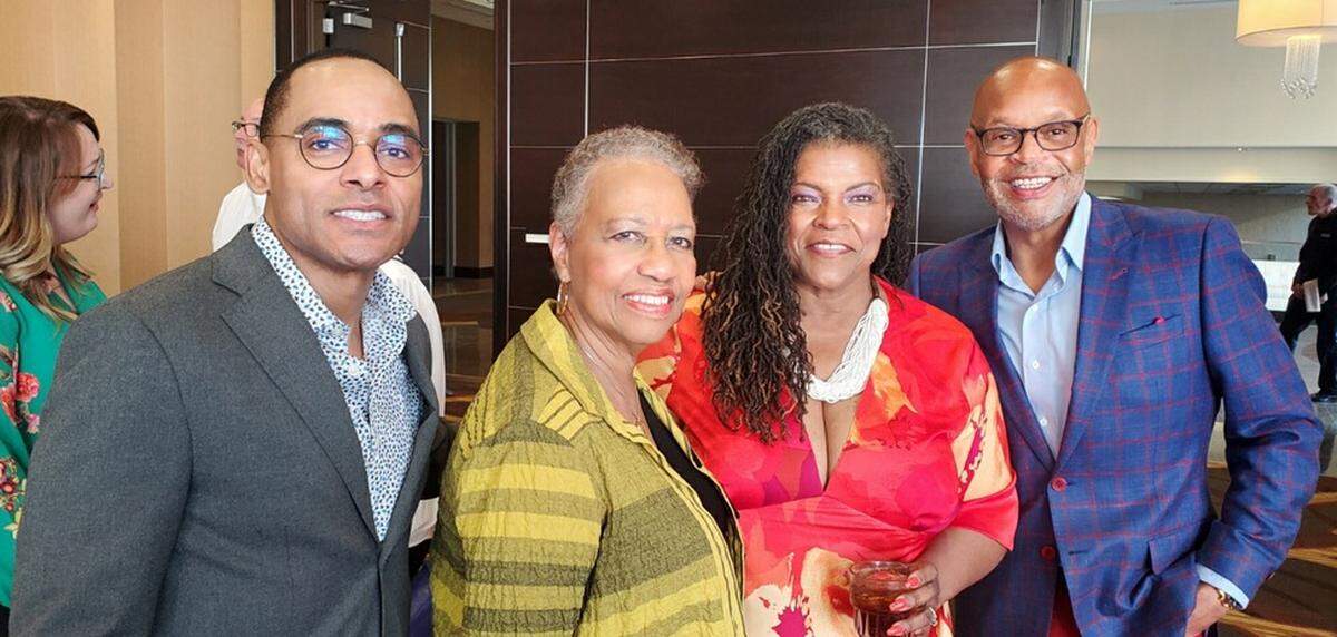 Broadcast journalist colleagues Tim Lampley, Sharon Stevens, Carol Daniel and Mike Claiborne 