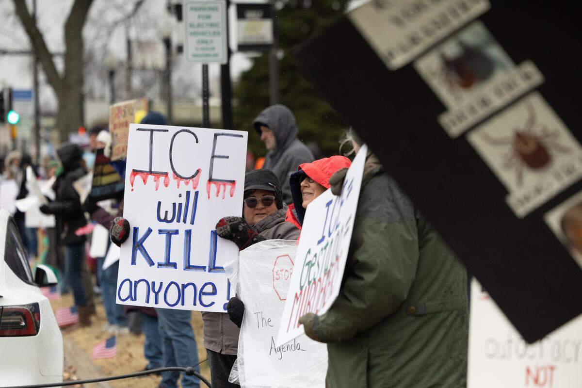 More than 60 people attended a Highland protest against the Trump administration Saturday, Jan. 10.