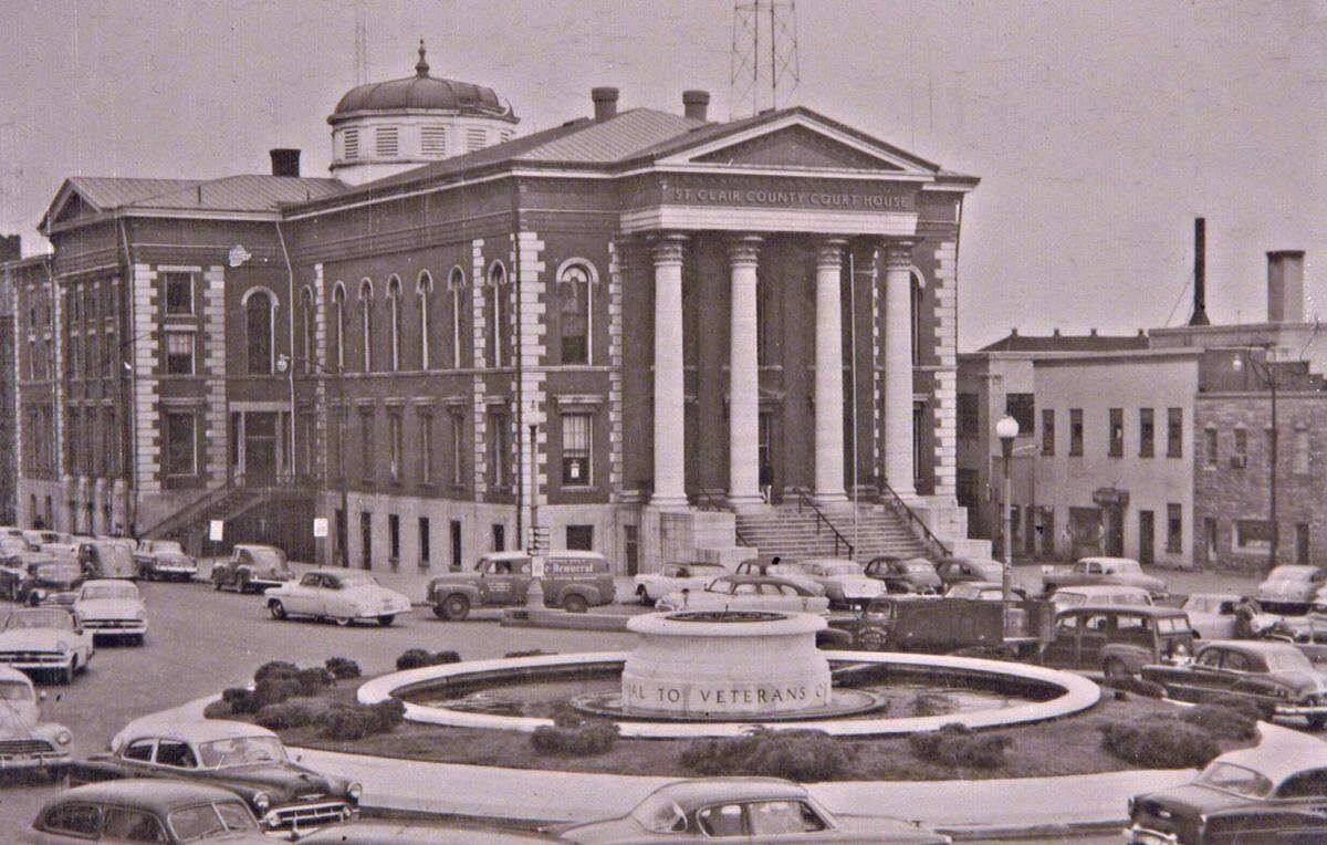 This photo from the Belleville Historical Society archives shows the St. Clair County Courthouse (Circa 1953).