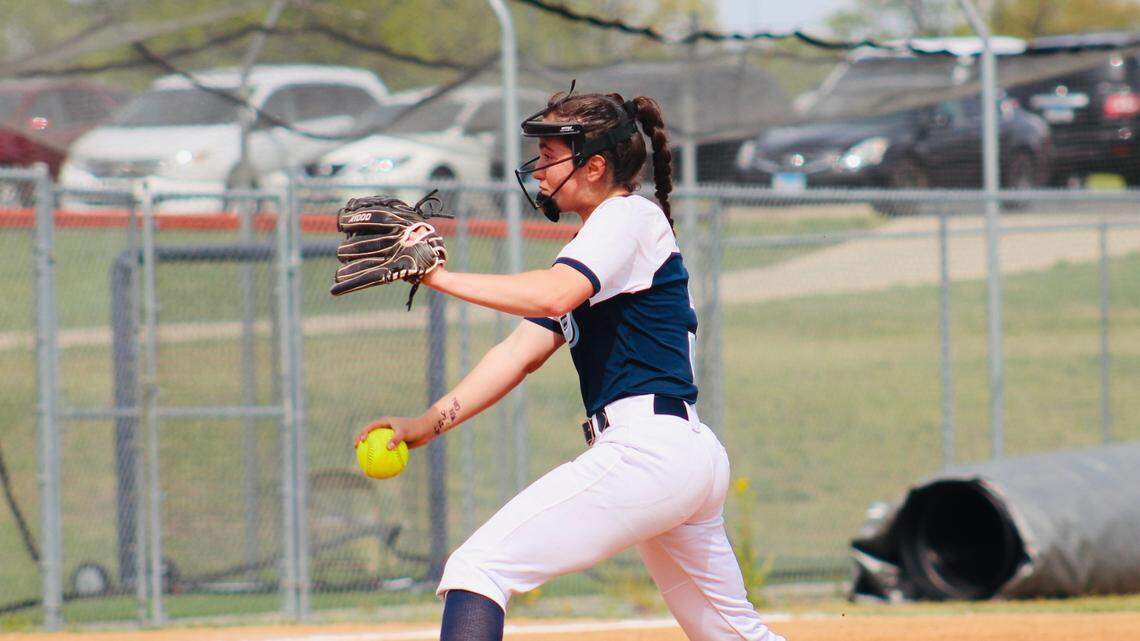 Belleville East hurler Olivia Hemmerle delivers a pitch during a game this season. Hemmerle is the winner of this week’s Belleville News-Democrat Softball Player of the Week high school poll, as selected by readers of bnd.com.