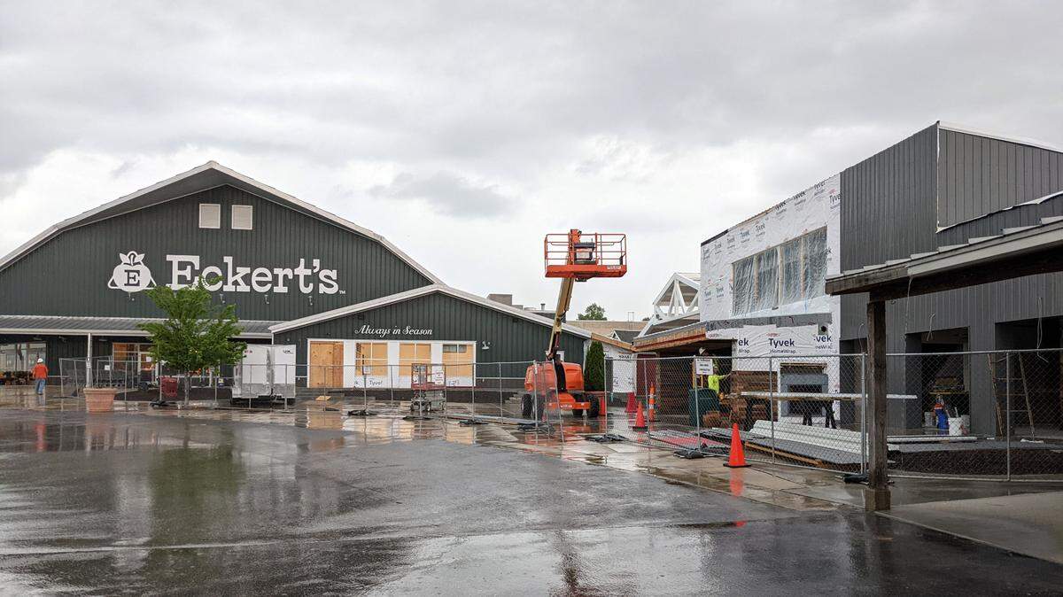 Progress of the expansion at Eckert’s Belleville Farm with a view of the Country Store