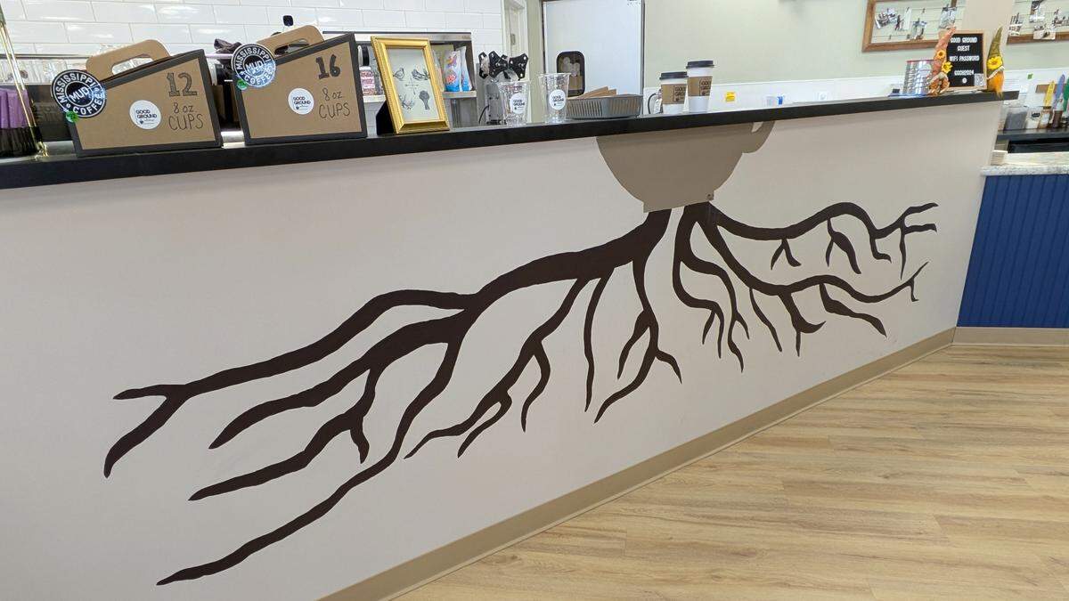 A look at a mural at Good Ground Coffeehouse in Scott AFB