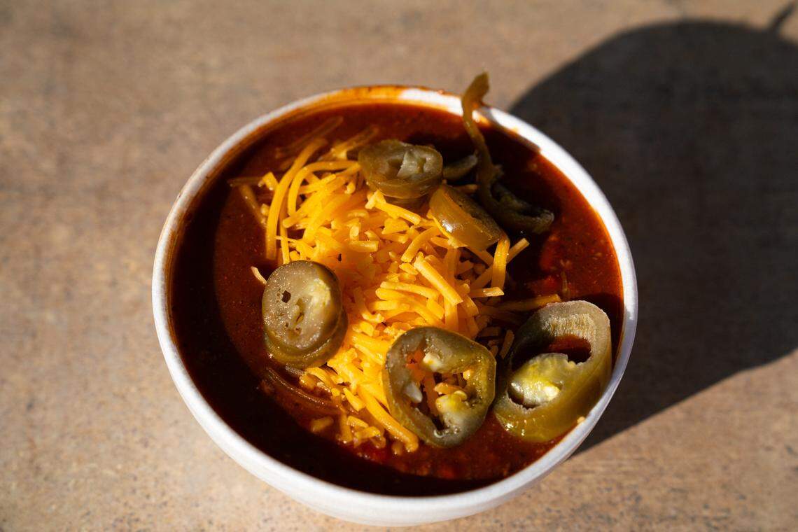 A bowl of chili prepared by the Belleville Running Club, which placed second in the category of ‘best nonprofit.’