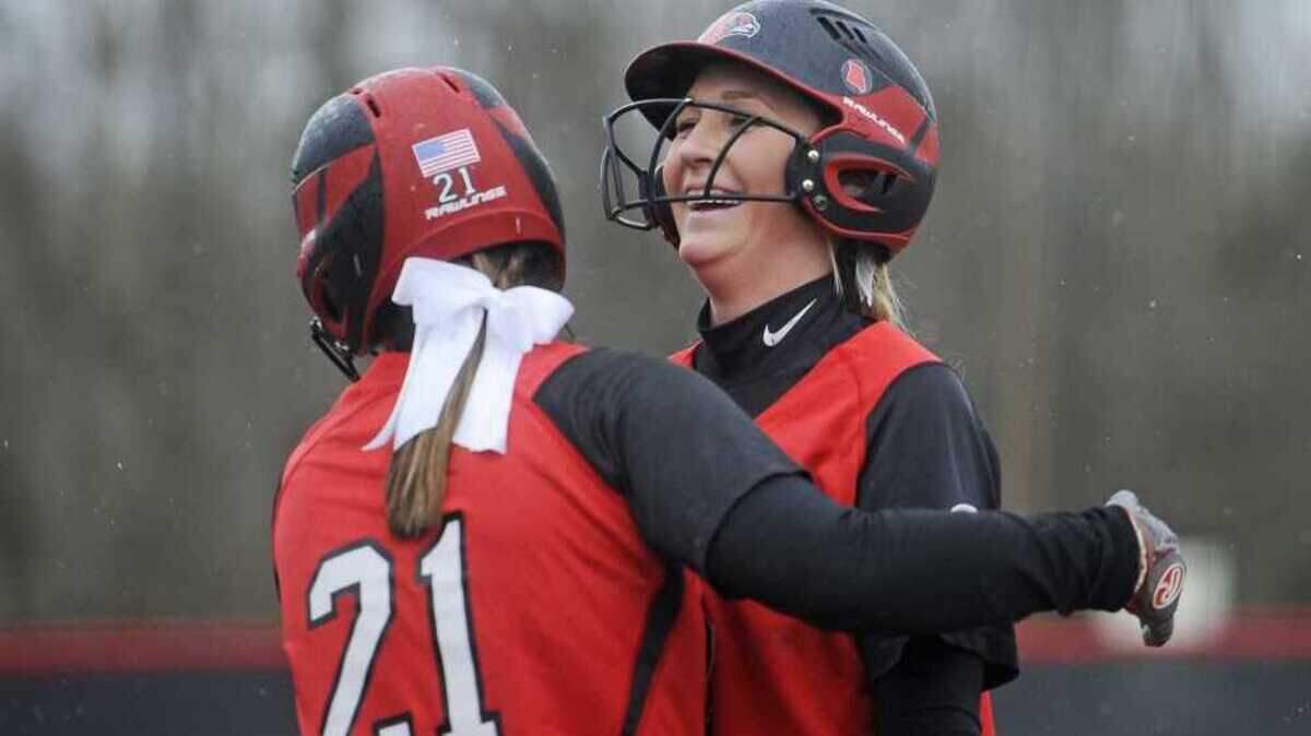 Addison Barnouski (right), of O'Fallon, is the softball Player of the Week in the Ohio Valley Conference. Barnouski is a sophomore third baseman at Southeast Missouri State.