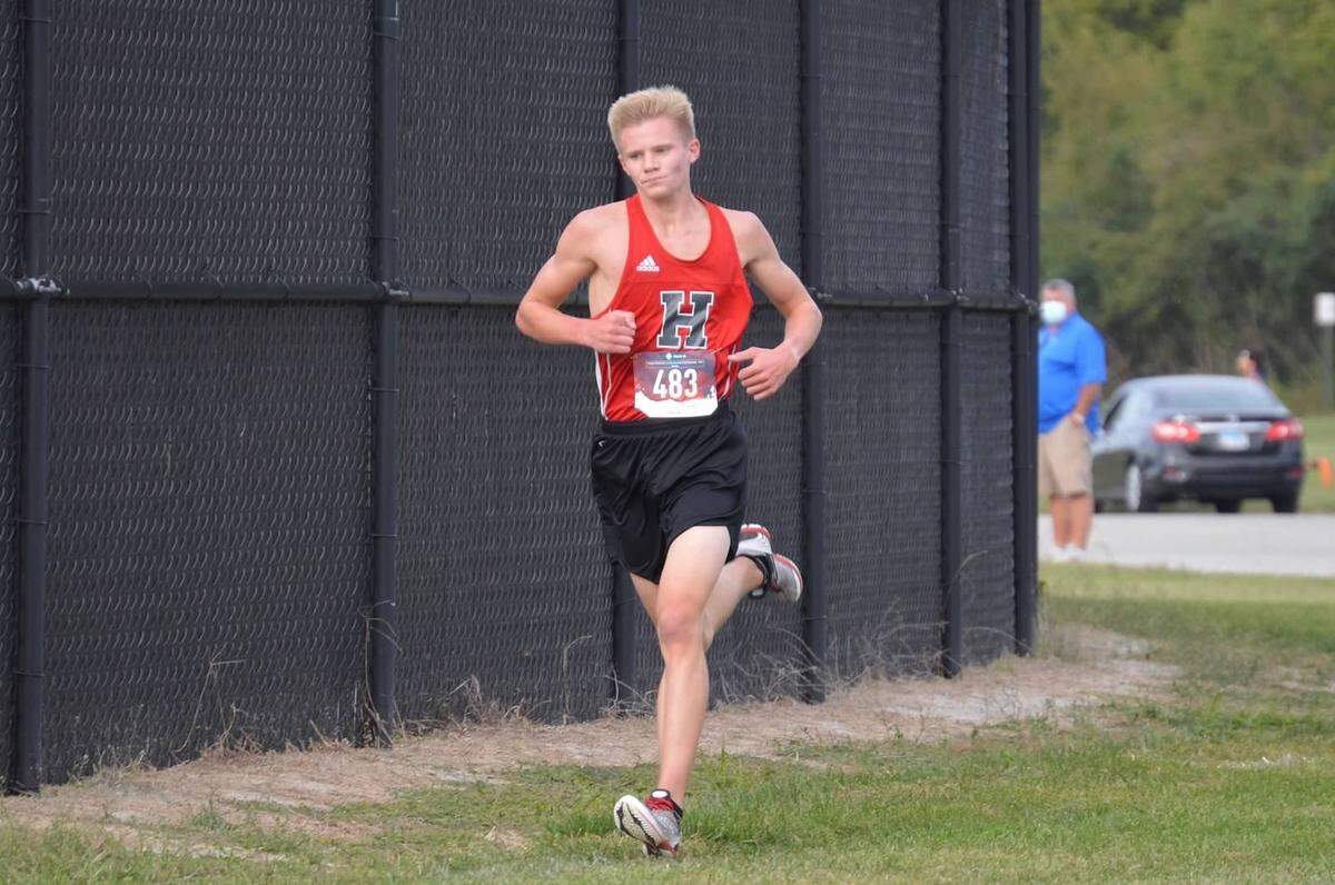 Cross country standout Easton Rosen competes in a meet in 2021 for Highland High School. Rosen has continued his outstanding career at Heartland Community College in Normal where he enjoyed a strong freshman season.