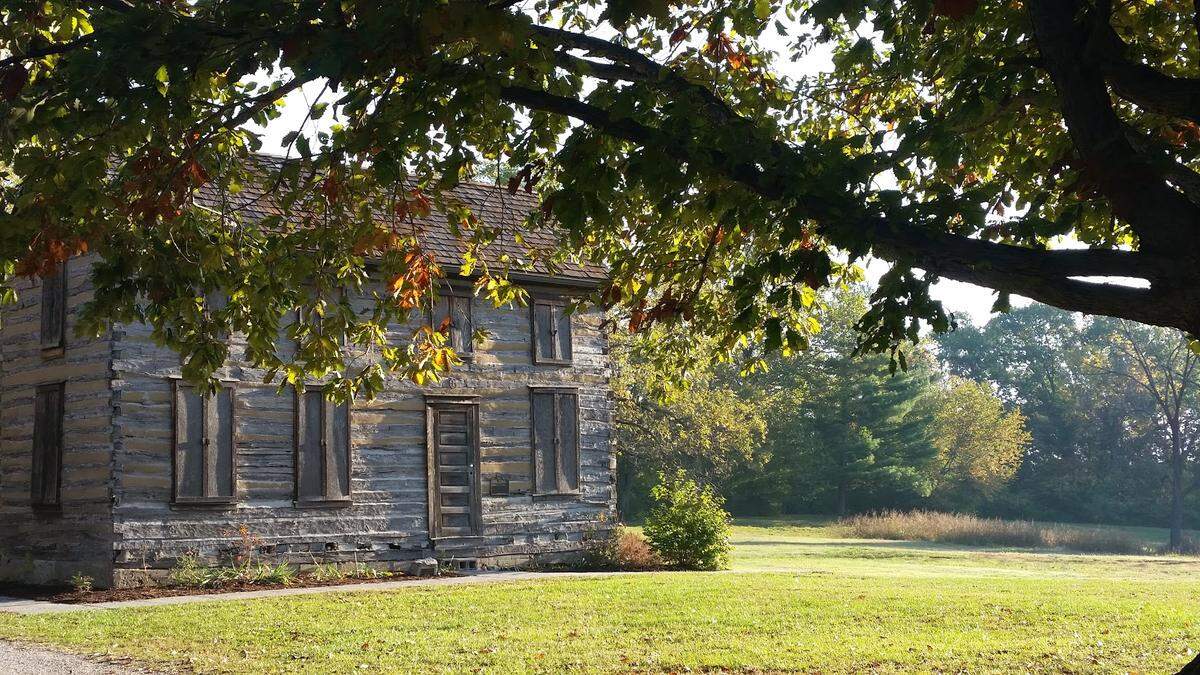 The Kinsella Log Cabin stands in Pleasant Ridge Park in Fairview Heights. It was built about 1854 out of hand-hewn logs.