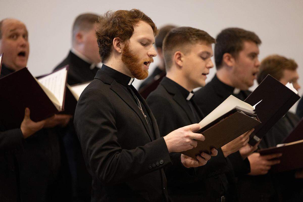 Laudamus, a select choir of seminarians preparing for full-time service as pastors in The Lutheran Church-Missouri Synod from Concordia Seminary, St. Louis, perform in Collinsville Wednesday, March 13.