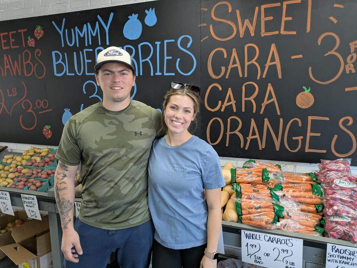 Mike Freukes and Sarah Sadtler, owner of Mike & Sarah’s Produce in Collinsville