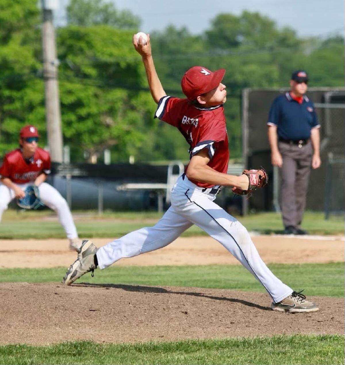 Gibault’s Brady Biffar delivers a pitch during a game this season. Biffar will start Saturday’s state championship game.