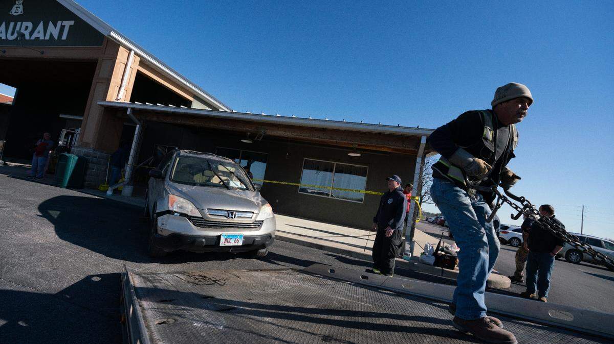 A motorist crashed into Eckert’s restaurant in Belleville, Ill. on Dec. 12, creating a hole in the exterior wall and felling a support beam on the outside structure. “I was inside when I heard a big boom,” said Chris Eckert, president and CEO of Eckert’s Country Store and Farms. “They must’ve hit it pretty hard to cause this much damage.”