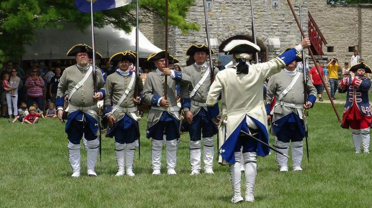 French Marines stand at attention at the Fort de Chartres Rendezvous event.