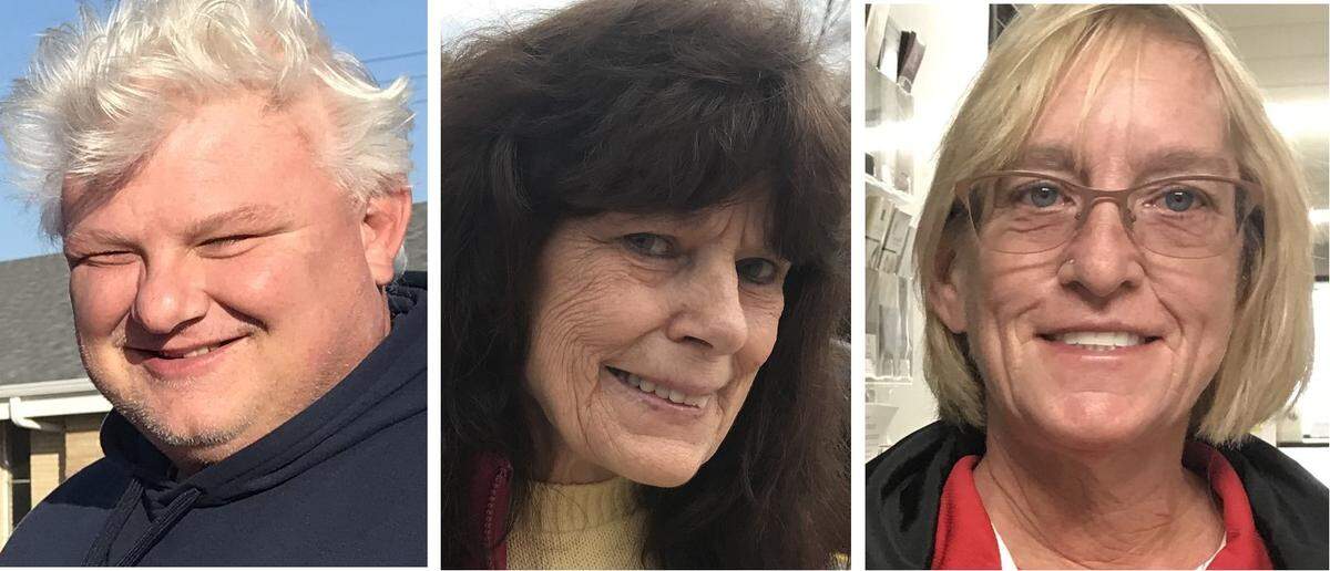 Voters Glenn Taylor, of Maryville, left to right, Jeannie Baudino, of Belleville, and Sandy Haggerty, of Collinsville.