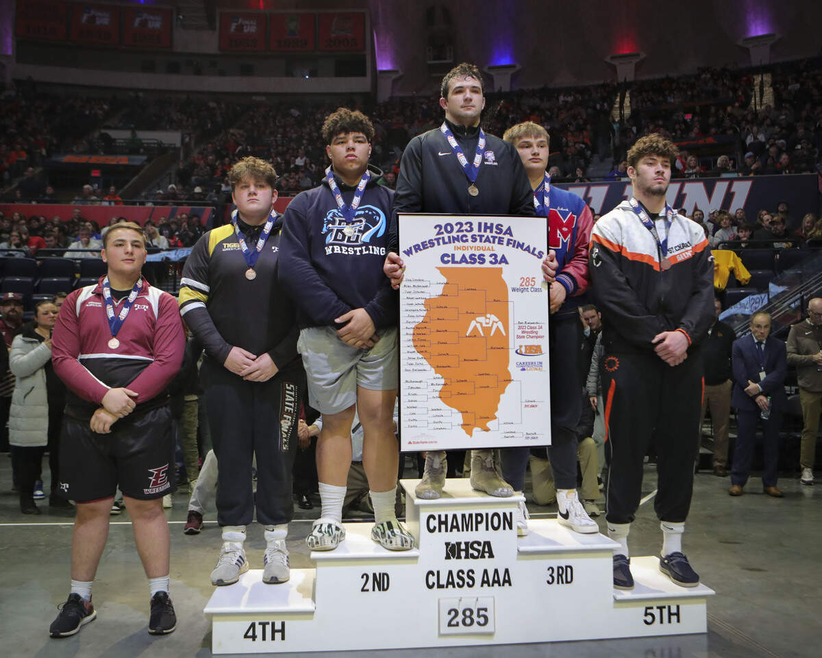 Belleville East’s Jonathan Rulo finished second at the 2023 IHSA Individual Wrestling State Finals on Saturday.