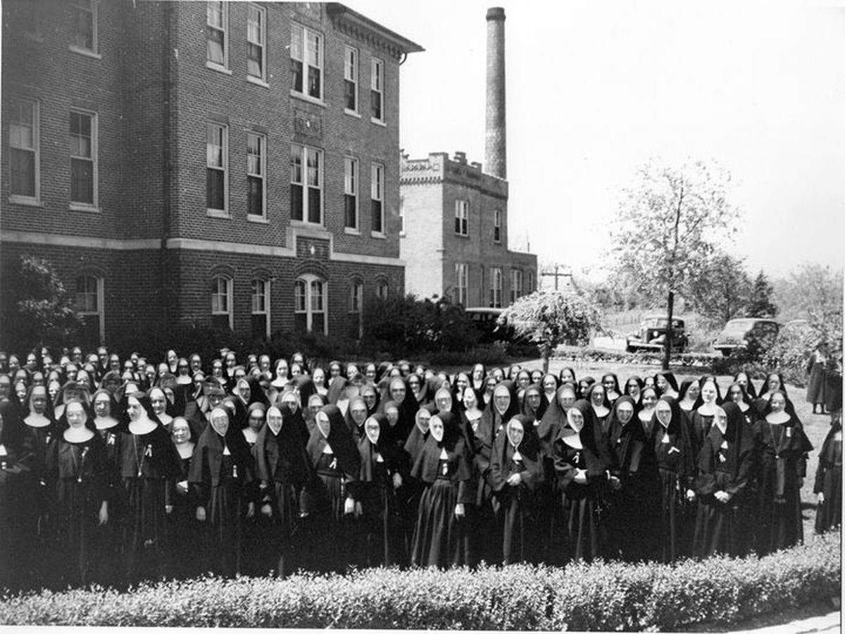 The Adorers of the Blood of Christ hosted more than 500 nuns from throughout the Catholic Diocese of Belleville at their Ruma convent to celebrate Bishop Henry Althoff’s silver jubilee in 1939.