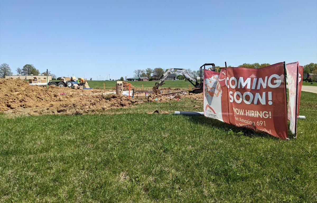 Construction recently began at the site for Scooter’s Coffee in Waterloo.
