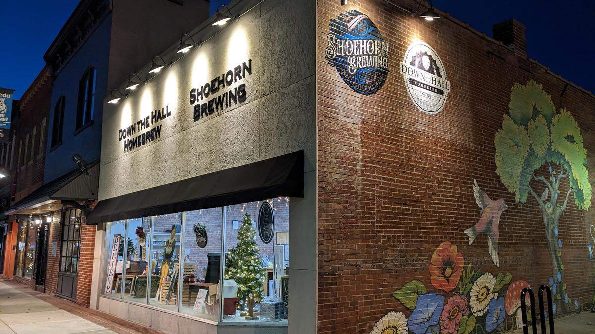 Exterior Shoehorn Brewing, 225 E. Main St. in downtown Belleville, on the evening of their soft opening Tuesday, Dec. 20