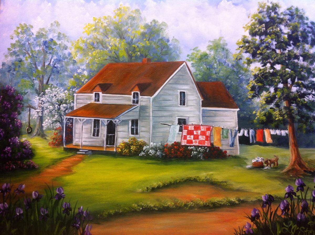 This oil painting was created by Linda Stevens, a Dupo artist who has been teaching the Bob Ross technique for more than 30 years in St. Louis and the metro-east.