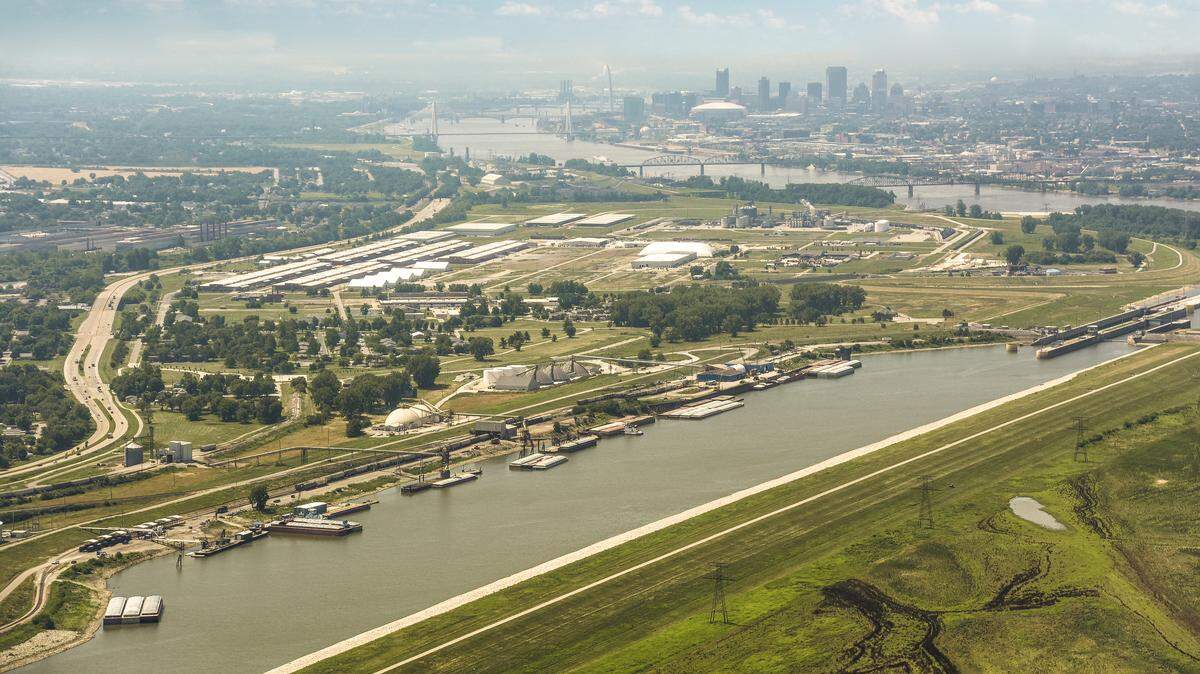 America’s Central Port in Granite City is one of four operating public ports along the Mississippi River in the St. Louis region. It’s a place where trucks, trains and barges meet to exchange freight.