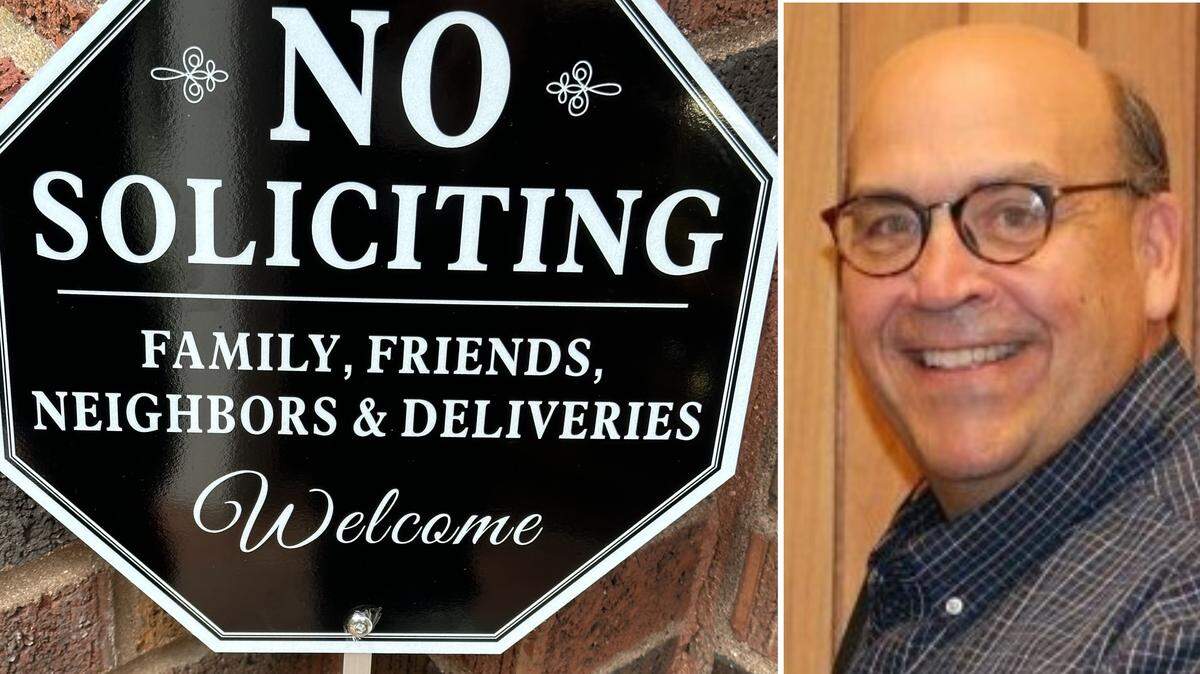 Ward 7 Alderman Phil Elmore, right, and his wife, Barb Elmore, posted a “no soliciting” sign at their house making it clear that family, friends, neighbors and deliveries are welcome.