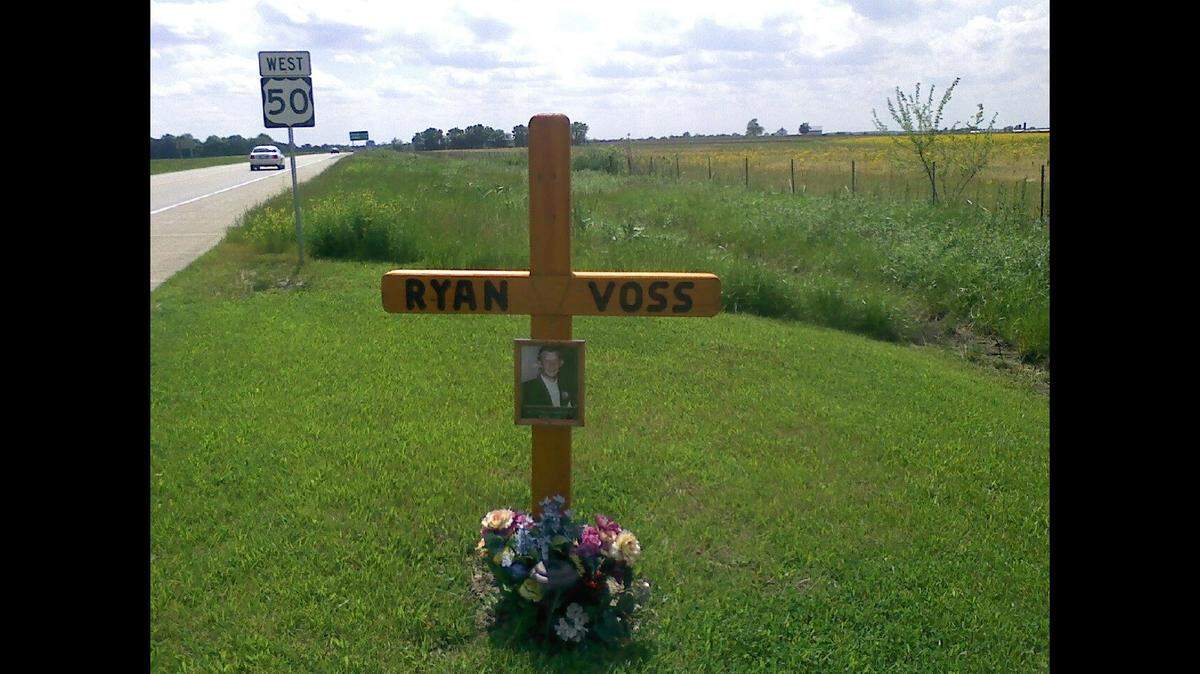 This is the Ryan Voss memorial cross that was taken by a man who told the Clinton County Sheriff’s Office he removed it. The cross was located on U.S. 50 near Breese where Voss died in a crash in August 2005.