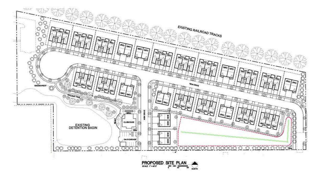 The proposed site plan for the North Bend Senior Residences in Fairview Heights, Ill.