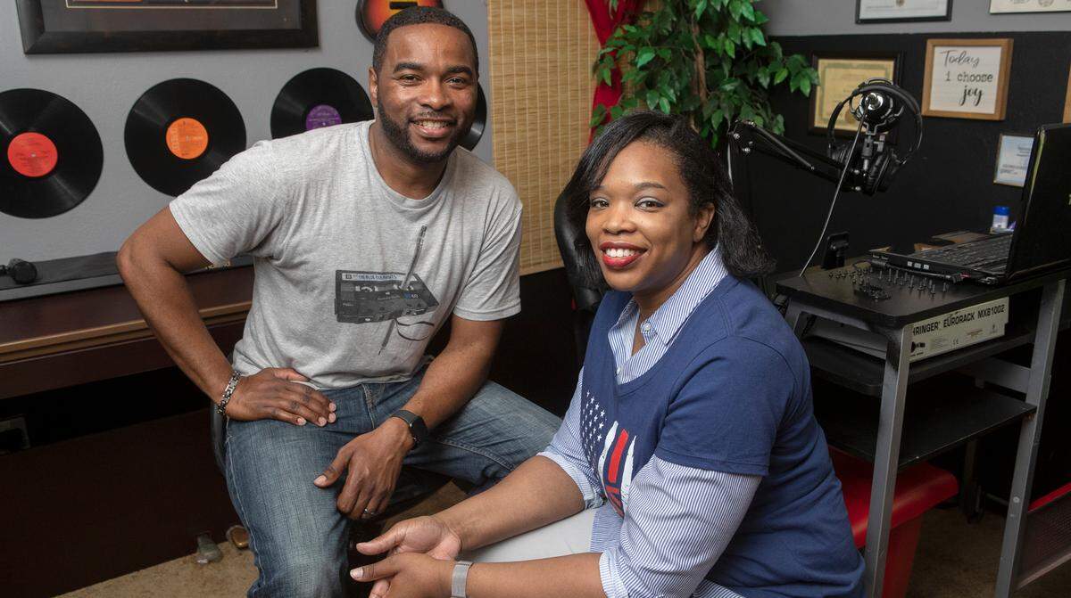 Actor RobWood and his wife, Cheri Wood, inside their Belleville, Illinois home. Rob Wood will be in Tyler Perry’s “A Jazzman’s Blues.”
