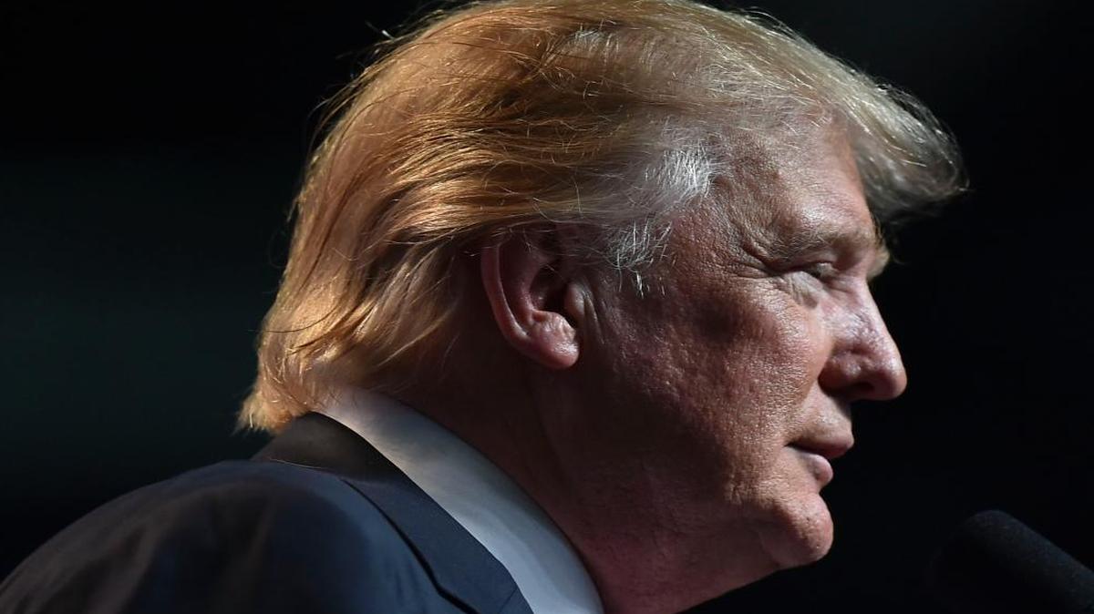 Republican presidential candidate Donald Trump addresses his supporters during a rally at the Charleston Civic Center on Thursday in Charleston, W.V.