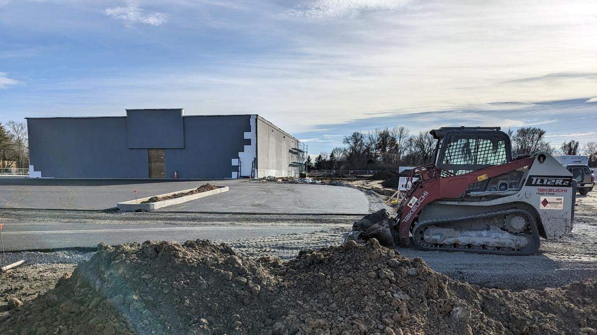View of the construction site and new building at 5510 North Belt West in Belleville
