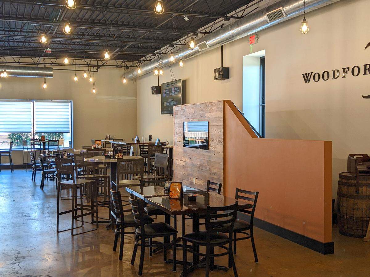 Seating in the dining area at Cured and Cultured in Belleville