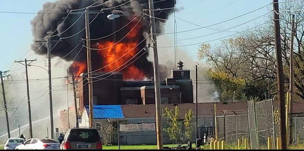 Fire destroyed a municipal building in Washington Park that housed the village’s police and fire departments, as well as public works and code enforcement.