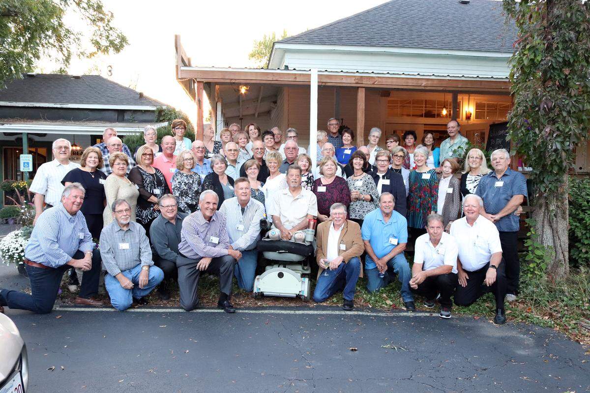 The Highland High School Class of 1968 held its 50-year class reunion recently at Diamond Mineral Springs in Grantfork. Class members in the front row, left to right, are Bob Randle, Mike (Pete) Pfister, Alan Lang, Craig Louer, Marty Barnes, Wayne Gentry, Keith Beck, Neal Niggli, Denny Knebel and Steve Holt. In the second row are Elmer Eilers, Diane Ammann Chappel, Lynn Koelz Koch, Pat Kapp Weber, Becky Kirchhoff Andria, Vicki Vosholler Simmonds, Susan Metzger Weiss, Lynn Koelz Pfister, Peg Bellm Carnley, Gladys Schlechte Windau, Deanne Zobrist Knecht, Mary Frey, Carol Bosche, Connie Casper Duft, Suzanne Hecht Dewitt and Larry Keilbach.In the third row are Kenny Weber, Ivan Trauernicht, Denny Weber, Dale Jakel, Dave Rehberger, Keith Michael, Jim Schmitt, Cecil Pfister and Jo Lang Sundermeyer. In the back row are Laverne Merkle, Elizabeth Hoffmann Korte, Marilyn King Mahlandt, Jane Beichel Aldrich, Pat Schmitt Winter, Keith Rutz, Kathy Wenzel Peffley, Beverly Nungesser Boeschen, Shirley Donnelly Flath, Floyd Klaus, Kay VonRohr Kapp, Lana Driemeyer Horstmann, David McPherson, Jeanna Henry McPherson, Sandra Price Harpstrite, Christy Willmann Naylor, Judie LeBegue, Marilyn Liebler Summers and John Foehner.
