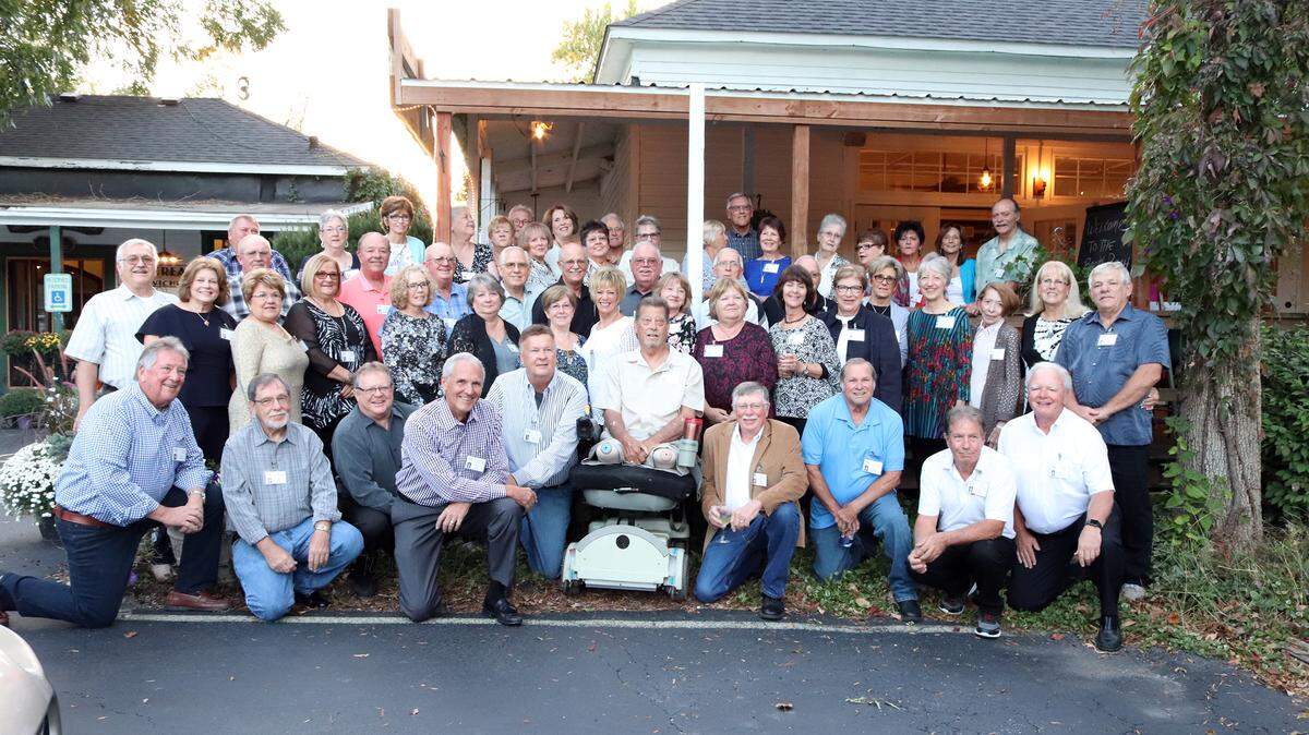 The Highland High School Class of 1968 held its 50-year class reunion recently at Diamond Mineral Springs in Grantfork. 
Class members in the front row, left to right, are Bob Randle, Mike (Pete) Pfister, Alan Lang, Craig Louer, Marty Barnes, Wayne Gentry, Keith Beck, Neal Niggli, Denny Knebel and Steve Holt. In the second row are Elmer Eilers, Diane Ammann Chappel, Lynn Koelz Koch, Pat Kapp Weber, Becky Kirchhoff Andria, Vicki Vosholler Simmonds, Susan Metzger Weiss, Lynn Koelz Pfister, Peg Bellm Carnley, Gladys Schlechte Windau, Deanne Zobrist Knecht, Mary Frey, Carol Bosche, Connie Casper Duft, Suzanne Hecht Dewitt and Larry Keilbach.
In the third row are Kenny Weber, Ivan Trauernicht, Denny Weber, Dale Jakel, Dave Rehberger, Keith Michael, Jim Schmitt, Cecil Pfister and Jo Lang Sundermeyer. In the back row are Laverne Merkle, Elizabeth Hoffmann Korte, Marilyn King Mahlandt, Jane Beichel Aldrich, Pat Schmitt Winter, Keith Rutz, Kathy Wenzel Peffley, Beverly Nungesser Boeschen, Shirley Donnelly Flath, Floyd Klaus, Kay VonRohr Kapp, Lana Driemeyer Horstmann, David McPherson, Jeanna Henry McPherson, Sandra Price Harpstrite, Christy Willmann Naylor, Judie LeBegue, Marilyn Liebler Summers and John Foehner.