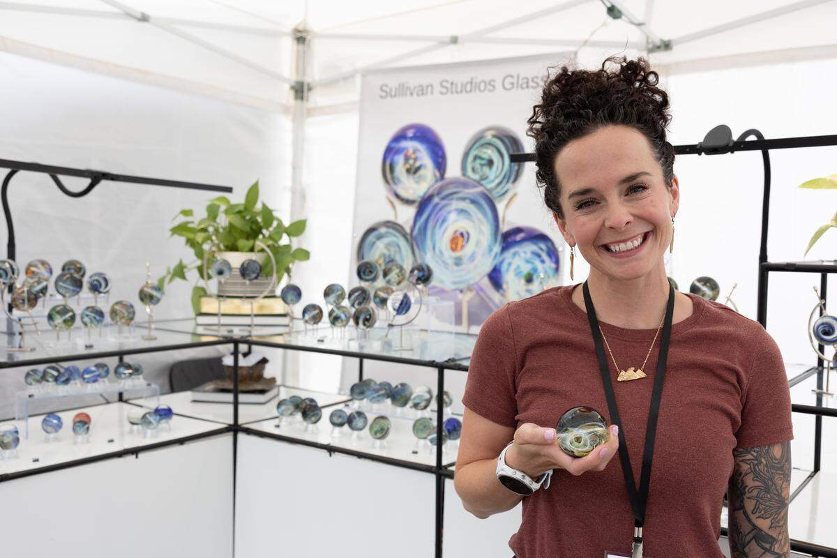 Grace Sullivan, who won an Award of Excellence, during 2026’s first day of Art on the Square.