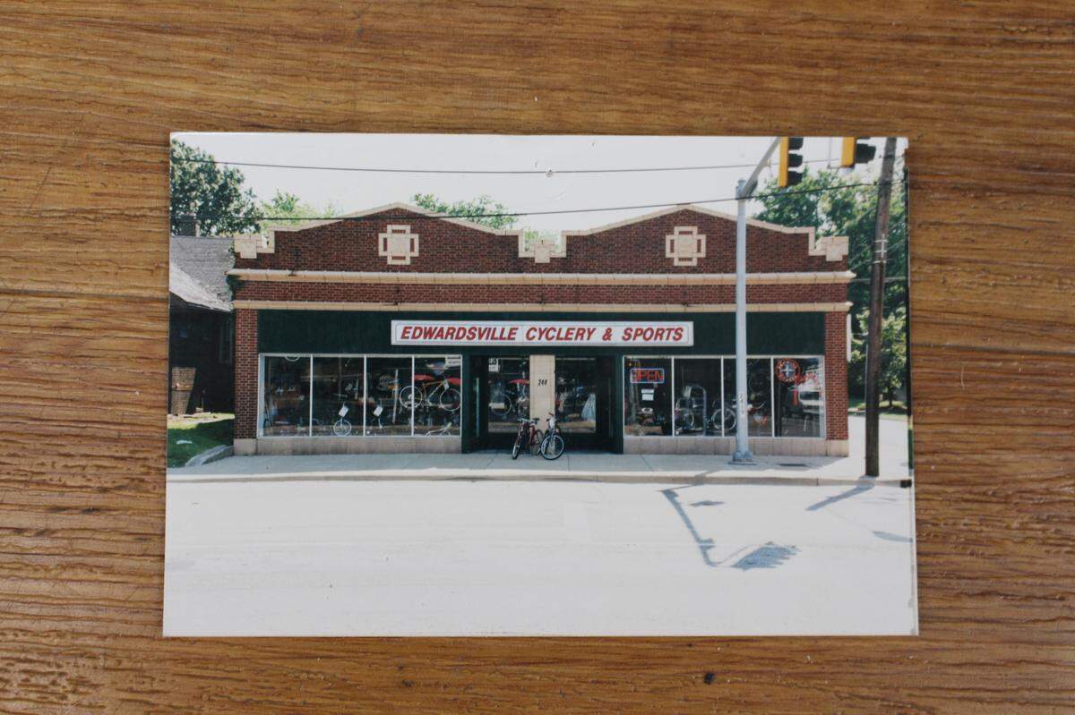 The Cyclery’s third location was a historic brick building on South Buchanan in Edwardsville that now houses Swing City Music.