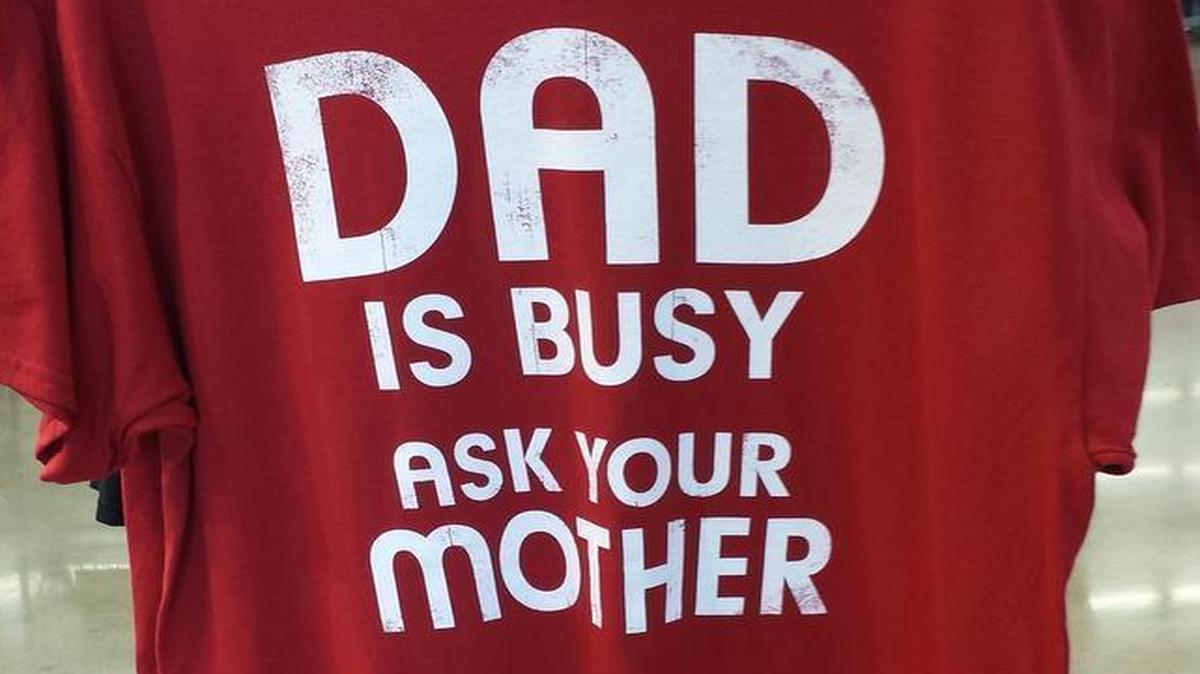 
This red T-shirt would make a good Fathers Day gift; it’s $7.99 at Gordman’s.
