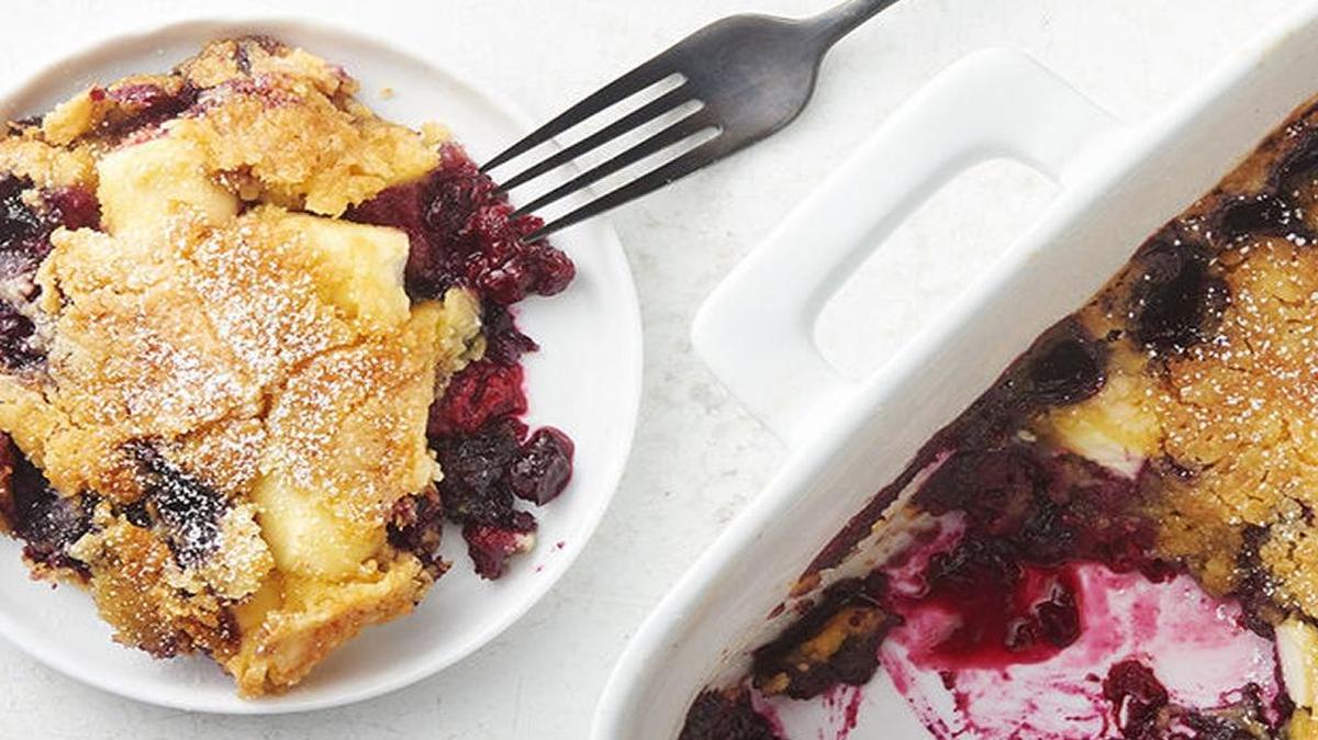 Triple Berry Cream Cheese Cobbler Dump Cake