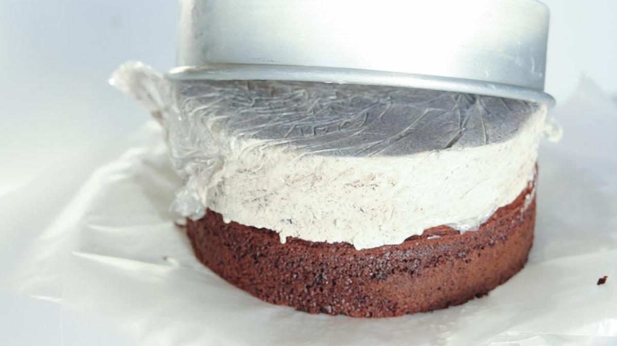 Mold softened ice cream first in a pan, then freeze before using to make a layer cake.