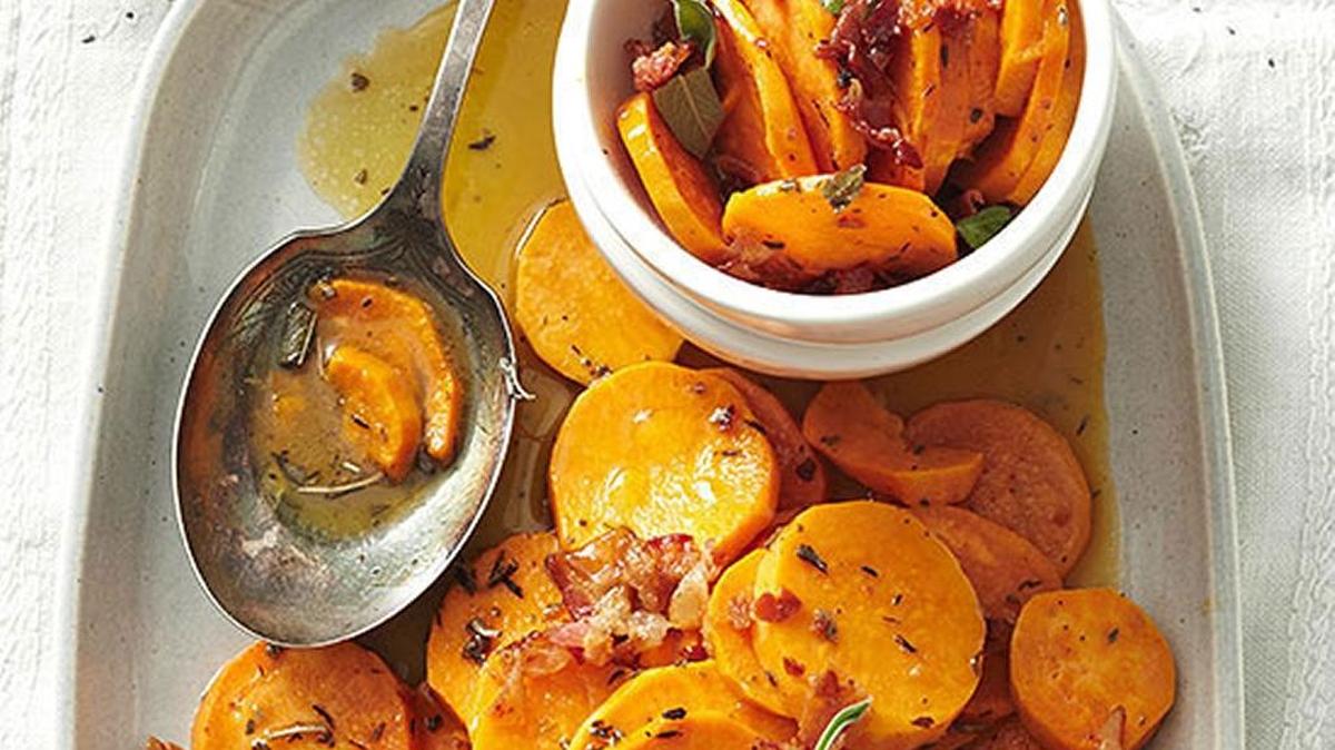 
Orange-Sage Sweet Potatoes with Bacon
