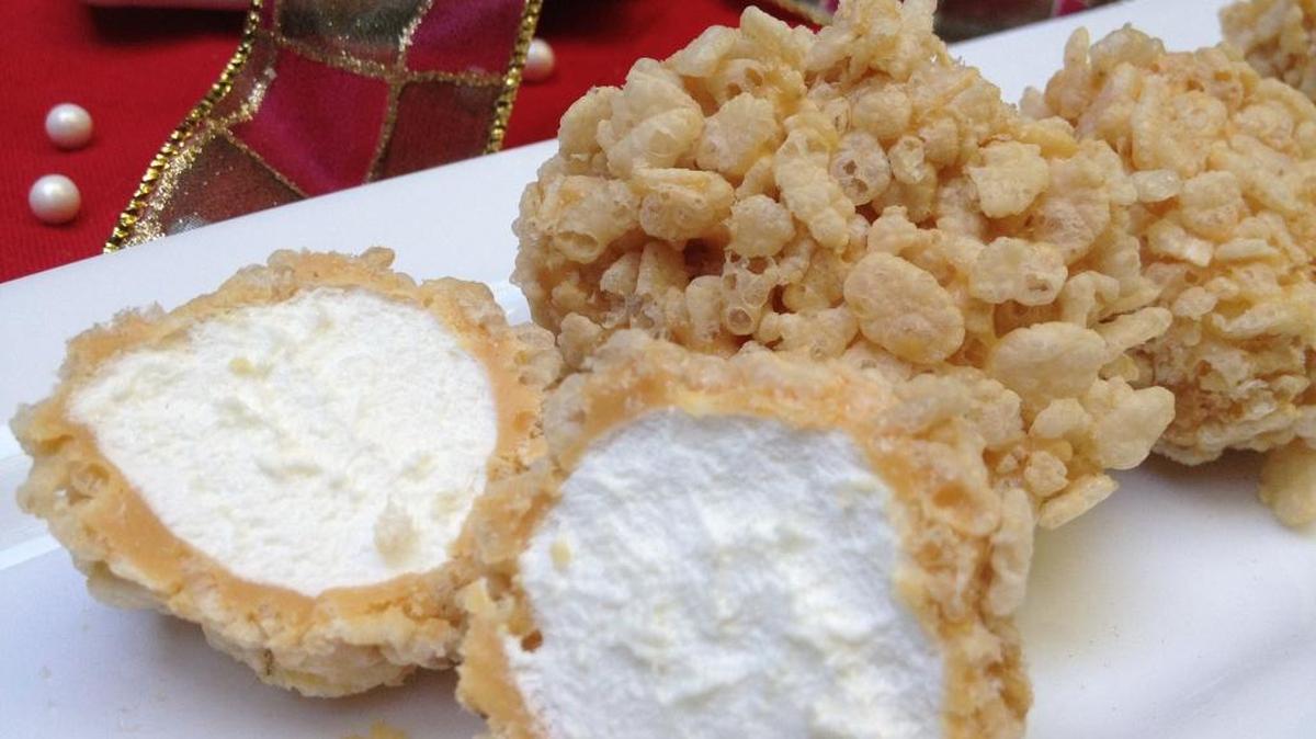 
Marshmallow, caramel sauce, Rice Krispies. That’s all you need.
