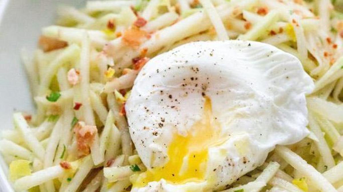 Kohlrabi adds a sweet, mildly peppery flavor to the salad.