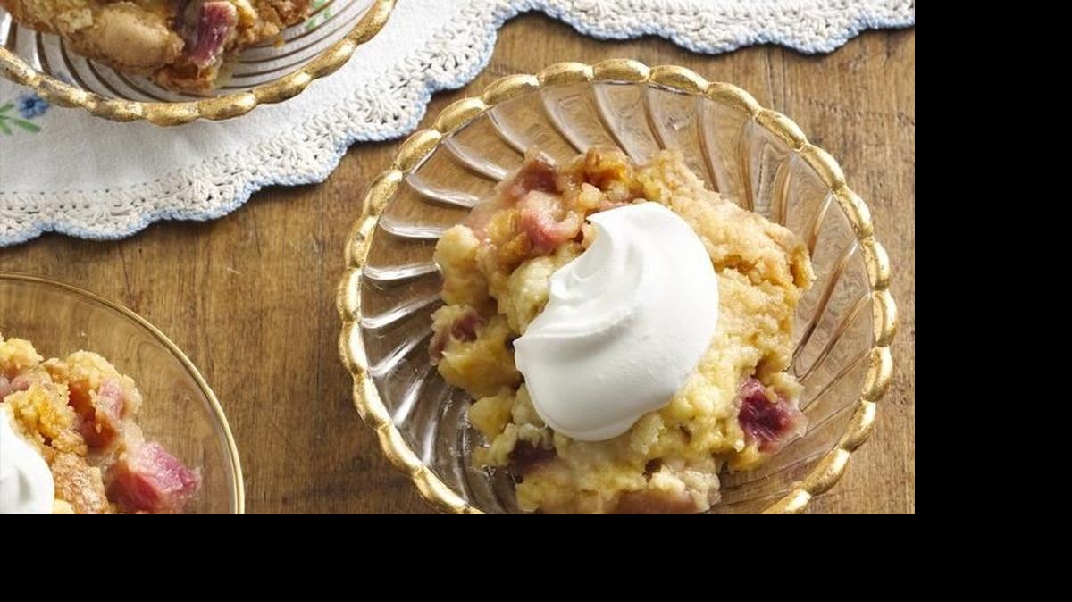 
It takes just five ingredients to make these rhurbarb squares.
