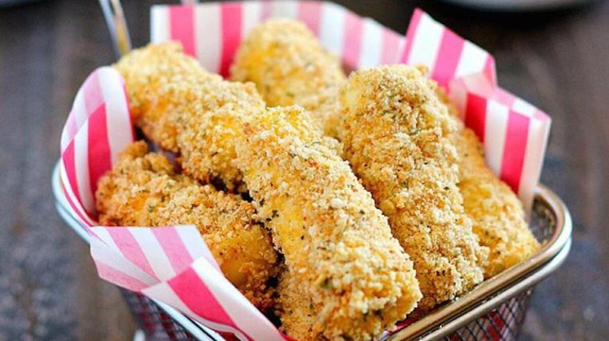 Just as delicious, these cheese sticks are baked, not fried.