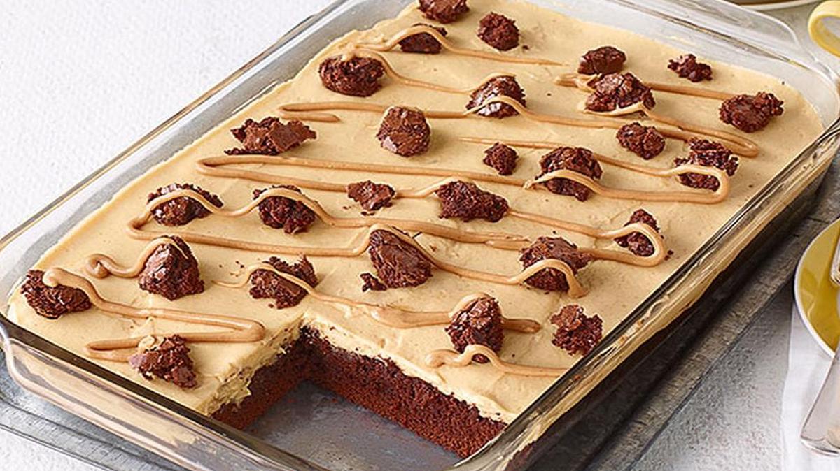 Peanut Butter Poke Cake Brownies