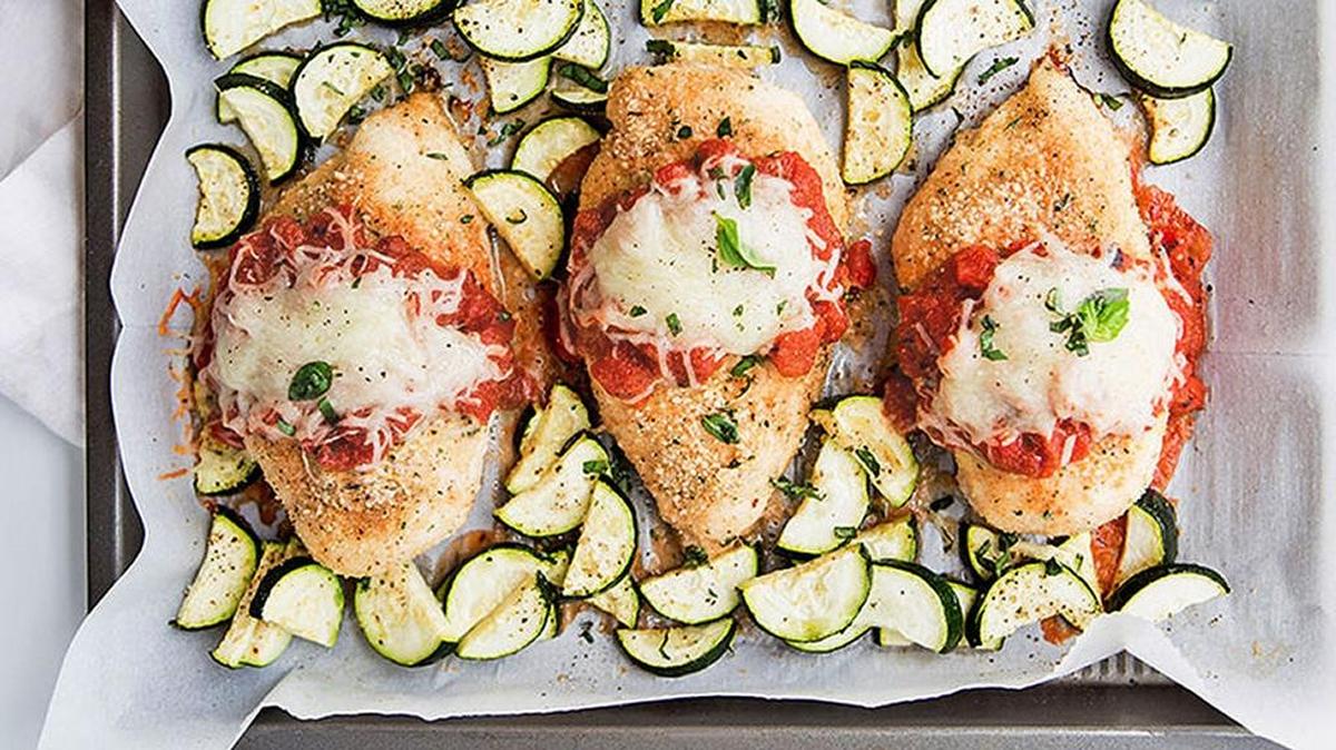 Crispy Oven Chicken and Zucchini Sheet-Pan Dinner