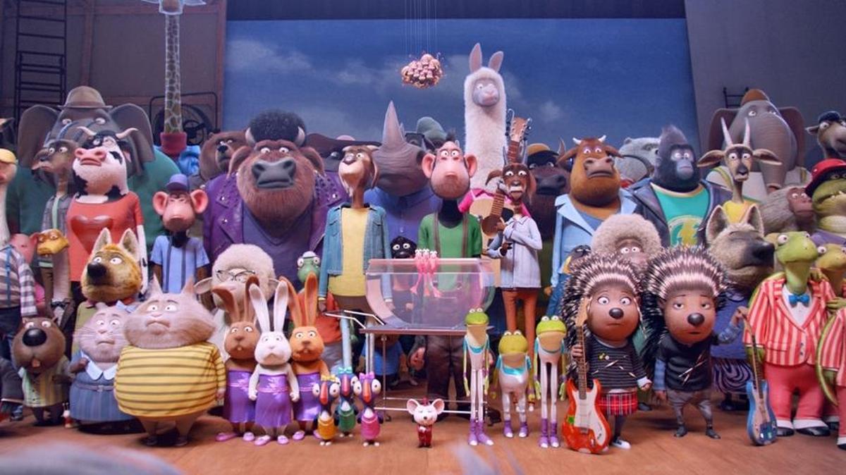 The animated cast from Illumination’s “Sing.” It opens Friday nationwide. The characters compete in a major singing contest.
