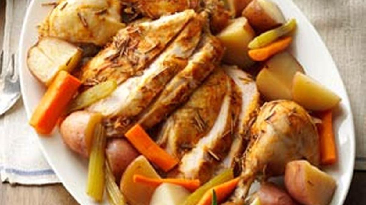 Roast a whole chicken in the slow cooker.