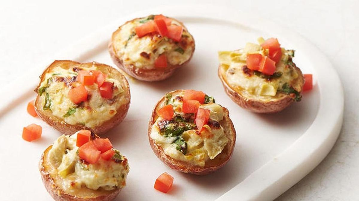 Mini Spinach-Artichoke Potato Skins