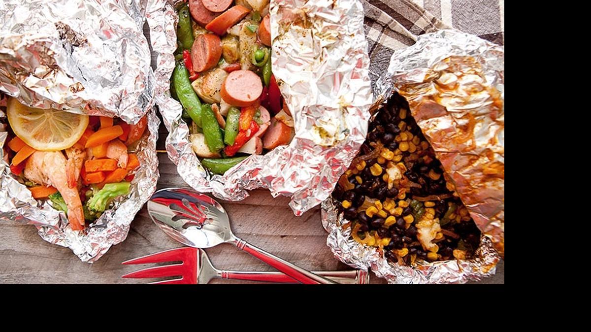 
Shrimp and Veggie, Smoked Turkey Sausage and Tex Mex foil packs.
