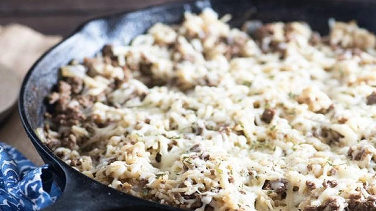 One-Pot French Onion Soup Rice Skillet
