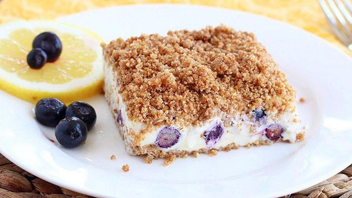 Lemon Blueberry Frozen Crunch Cake
